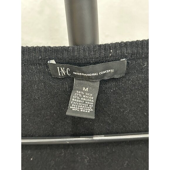 INC Beaded Black Shrug Cardigan Short Sleeve Silk Blend Sz Medium - Picture 5 of 8